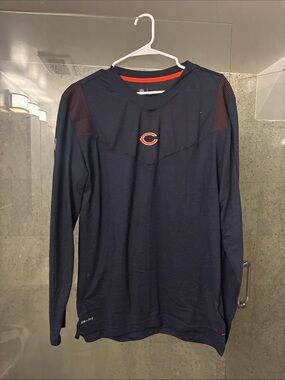 Nike Navy and Orange Chicago Bears Long-Sleeve Performance Shirt